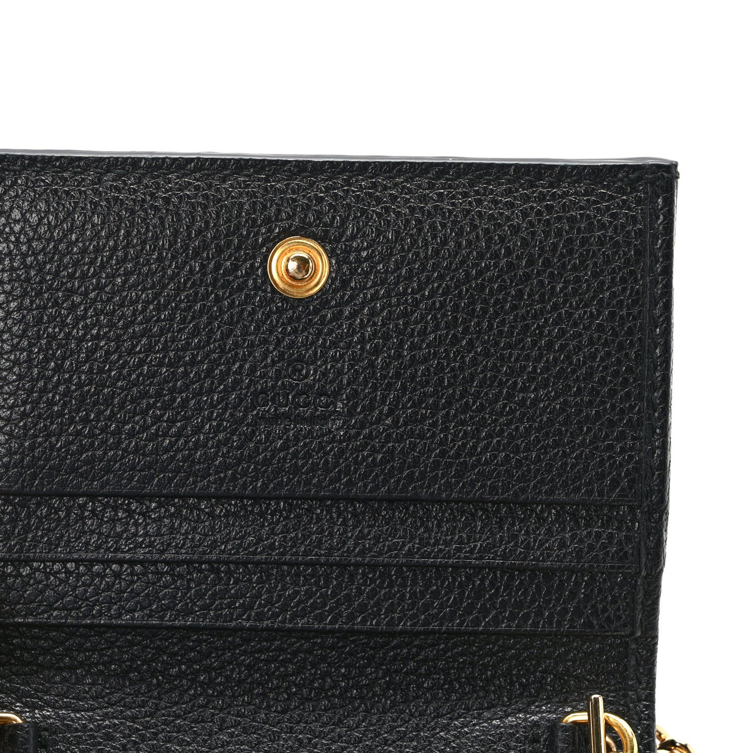 Gucci Grainy Calfskin Zumi Chain Card Case Wallet Black 7 of 7
