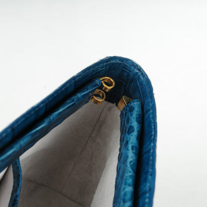 Nancy Gonzalez Glossy Crocodile Frame Clutch Blue 7 of 8