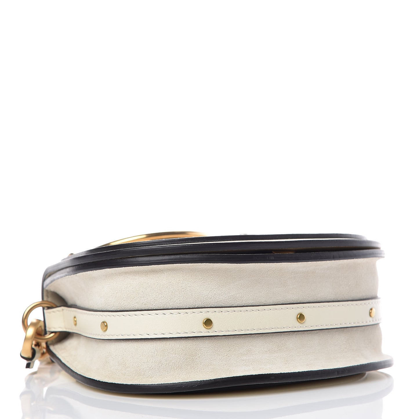 Calfskin Suede Small Nile Bracelet Bag Off White