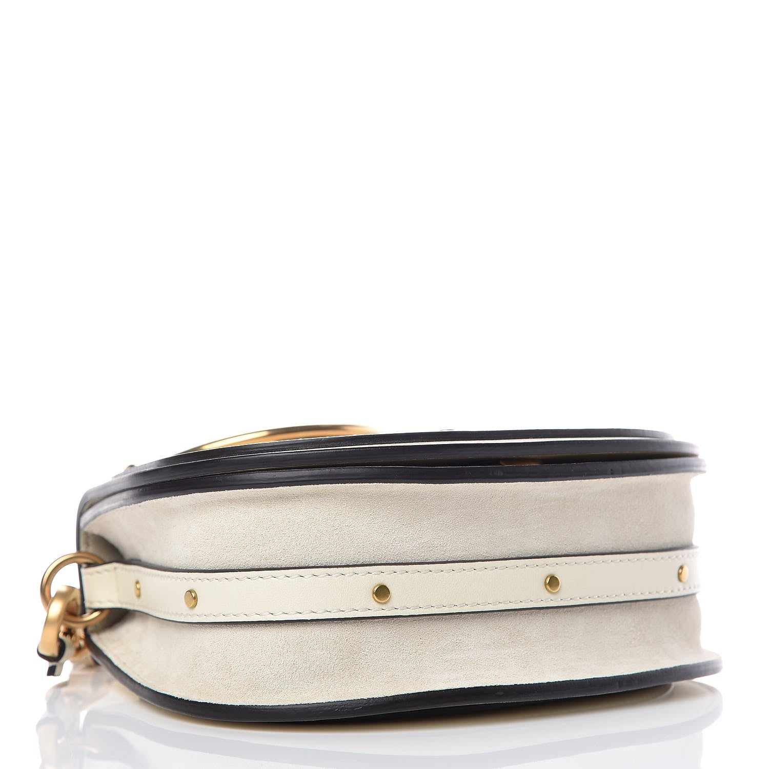 Chloe Calfskin Suede Small Nile Bracelet Bag Off White 4 of 9