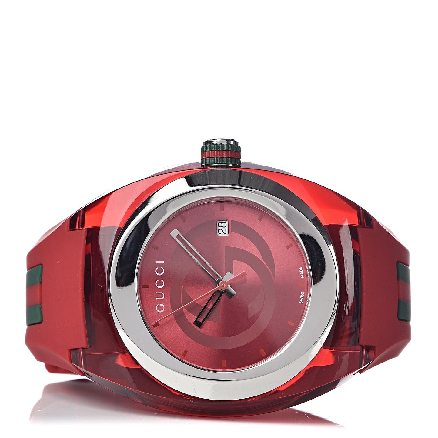 Stainless Steel Rubber 46mm Sync Web Quartz Watch Red