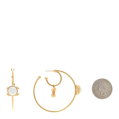 Chanel Pearl CC Tags Hoop Earrings Gold 2 of 4