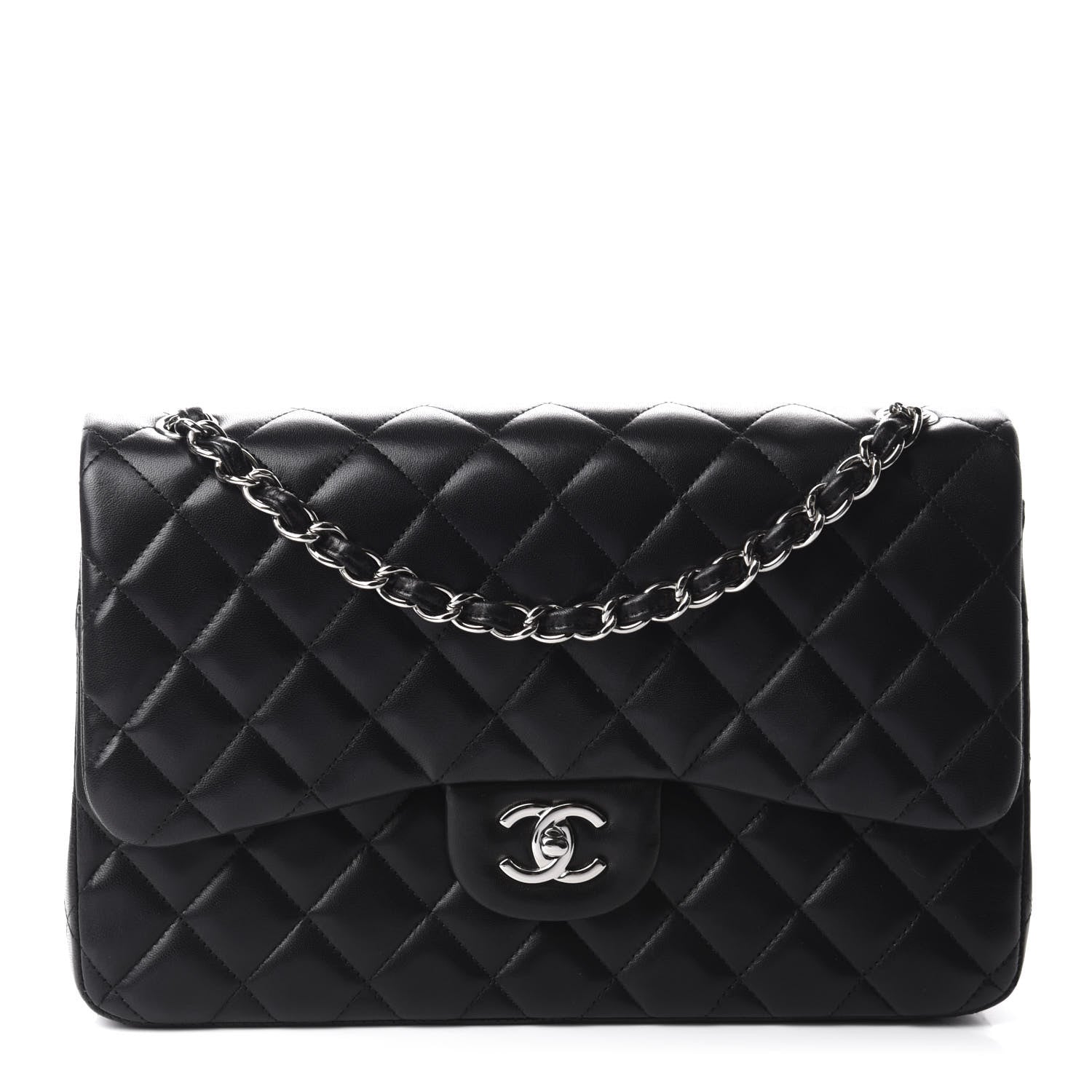 Chanel Lambskin Quilted Jumbo Double Flap Black 1 of 11