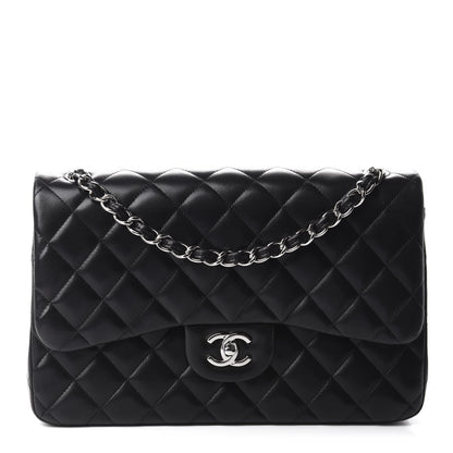 Chanel Lambskin Quilted Jumbo Double Flap Black 1 of 11