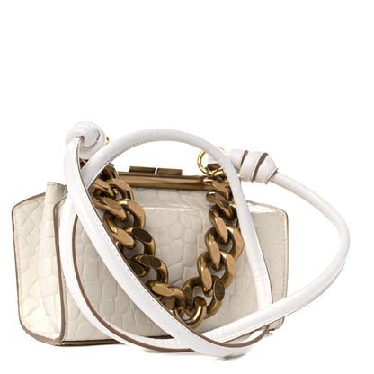 Stella McCartney Crocodile Embossed Structured Shoulder Bag White 3 of 14
