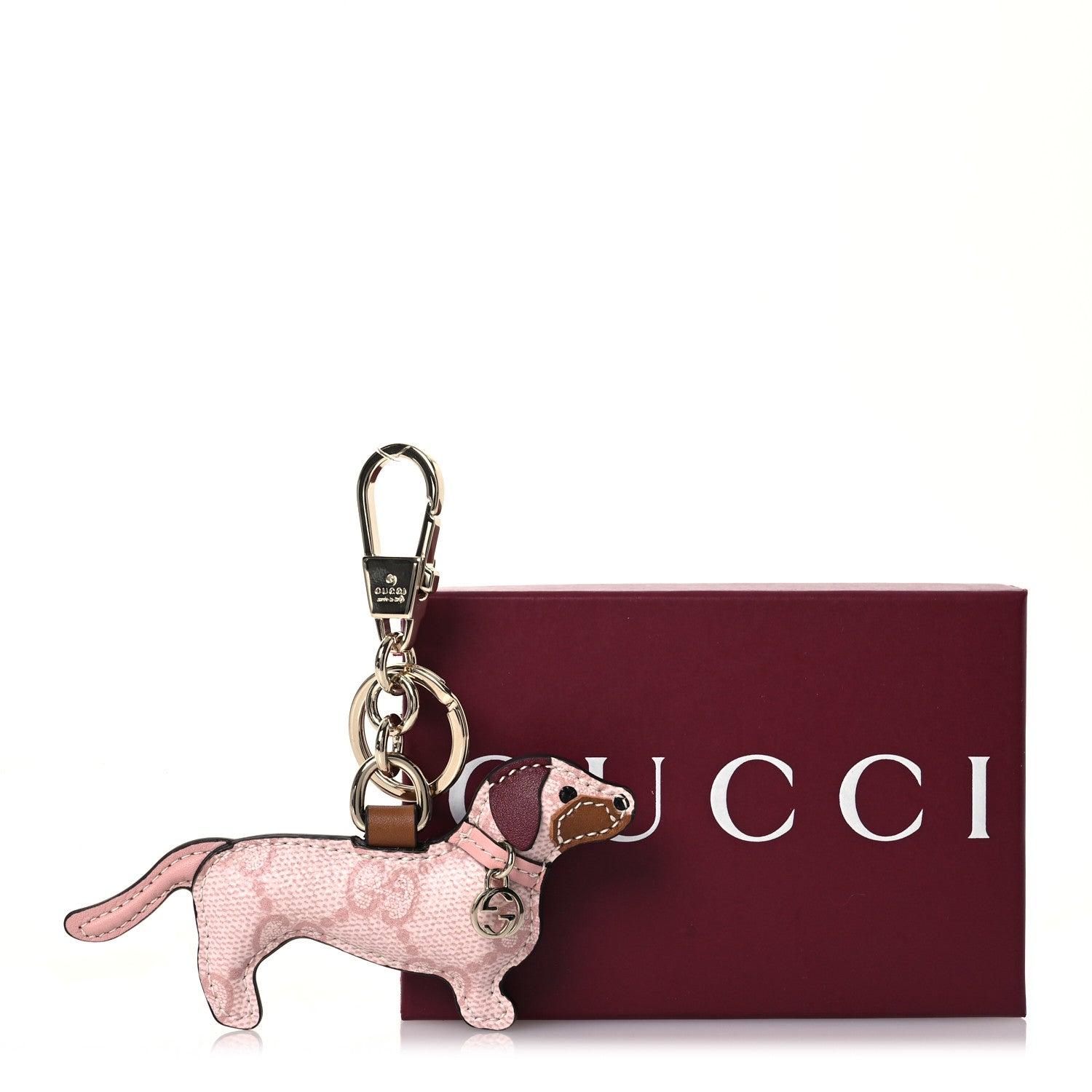 Gucci GG Supreme Monogram Dog Shaped Bag Charm Light Pink 6 of 6