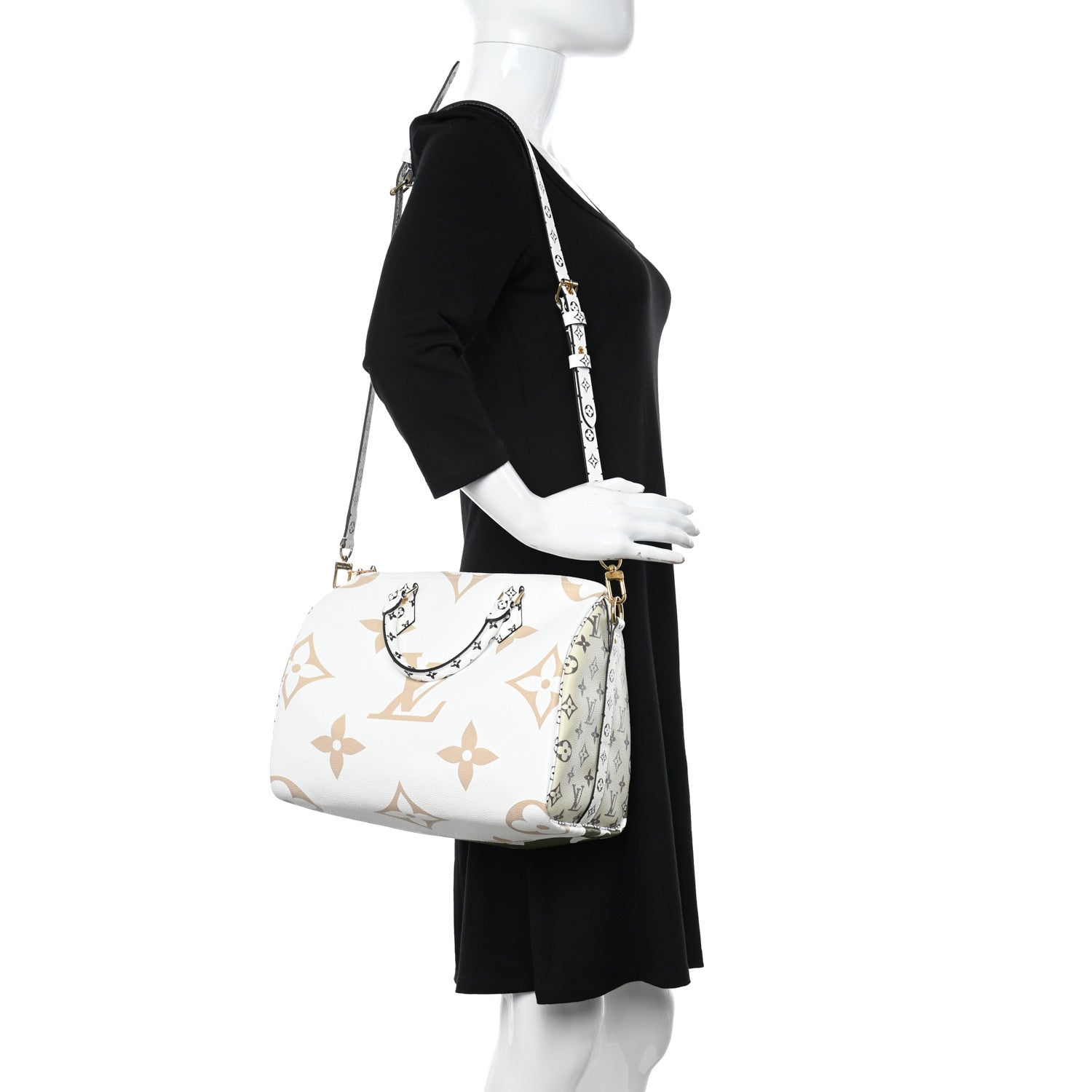Louis Vuitton Monogram Giant Speedy Bandouliere 30 Kaki Beige 2 of 9