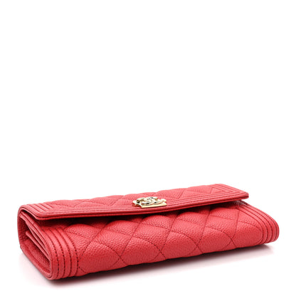 Chanel Caviar Quilted Large Boy Gusset Flap Wallet Red 4 of 17