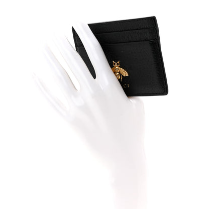 Gucci Pebbled Calfskin Animalier Card Holder Black 2 of 7