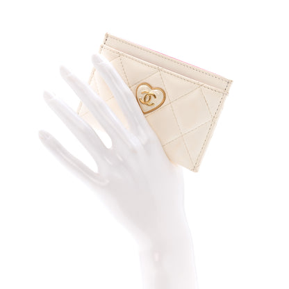 Chanel Lambskin Plexiglass Quilted Coco Love Card Holder White 2 of 10