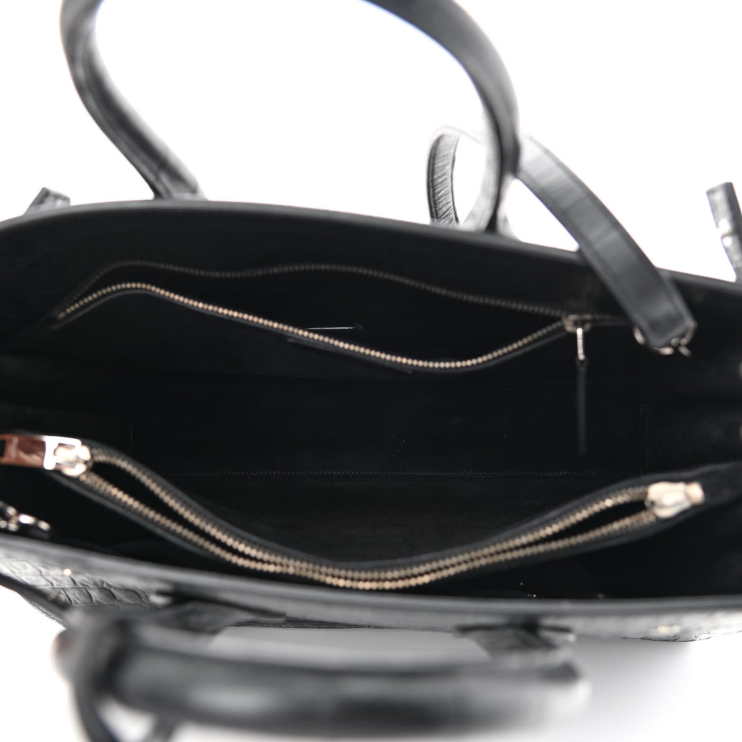 Calfskin Crocodile Embossed Small Sac de Jour Black