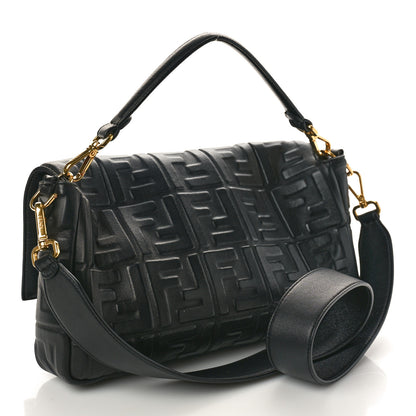 Fendi Nappa FF 1974 Embossed Large Baguette Black 3 of 9