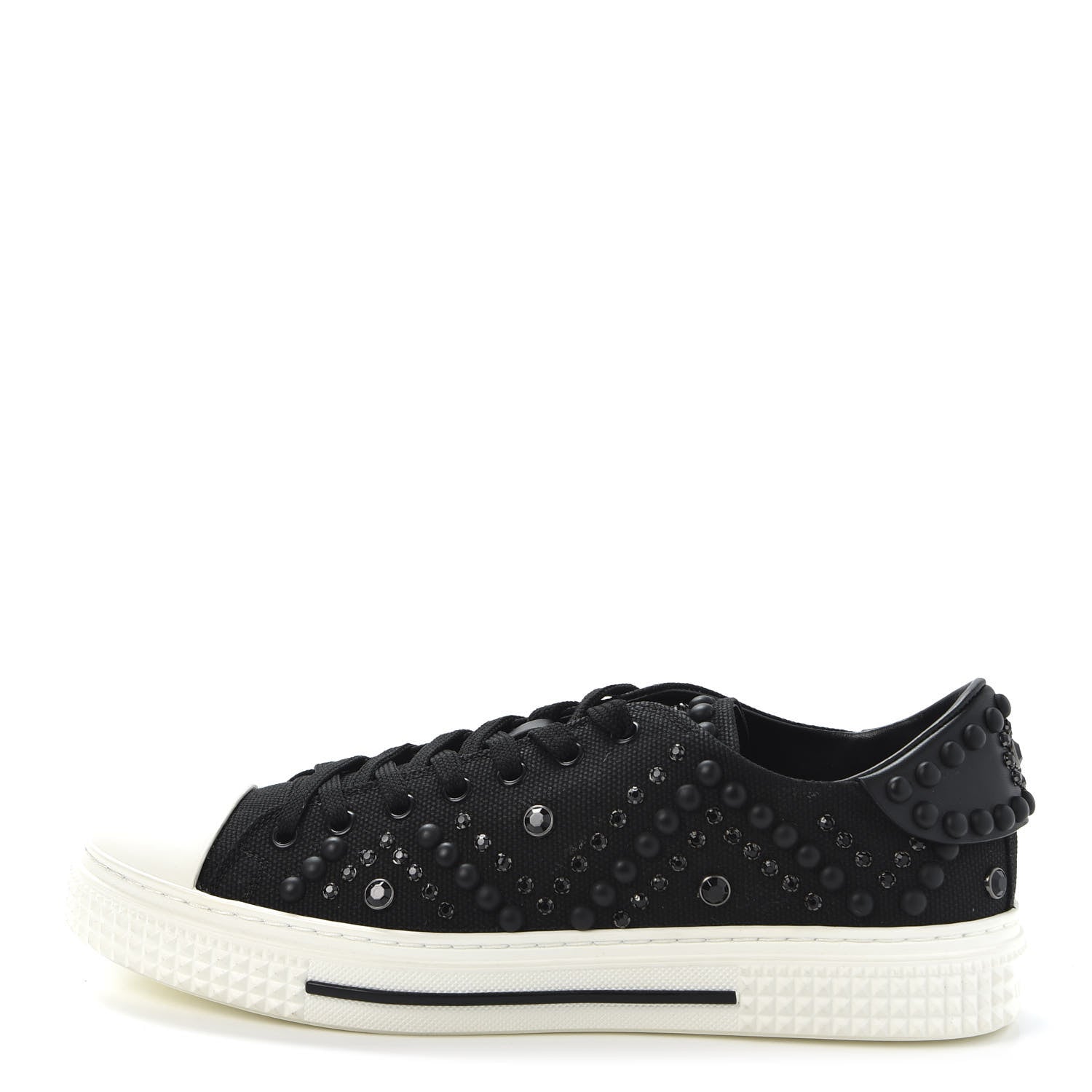 Valentino Garavani Canvas Embellished Mens Low Top Sneakers 42 Black 1 of 11