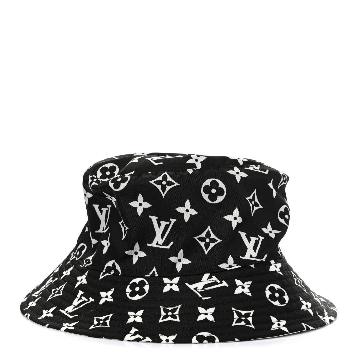 Louis Vuitton Nylon Monogram Reversible Bob Bucket Hat M Black White 1 of 9