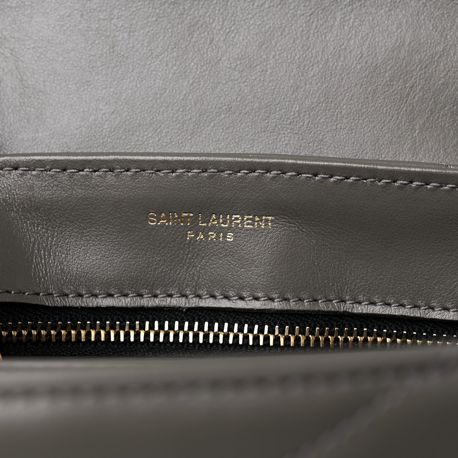 Saint Laurent Calfskin Y Quilted Monogram Toy Loulou Crossbody Bag Grey Kaki 6 of 9