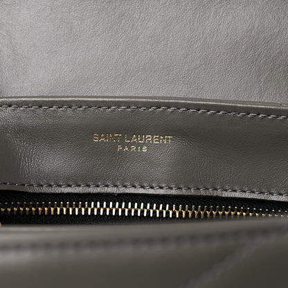 Saint Laurent Calfskin Y Quilted Monogram Toy Loulou Crossbody Bag Grey Kaki 6 of 9
