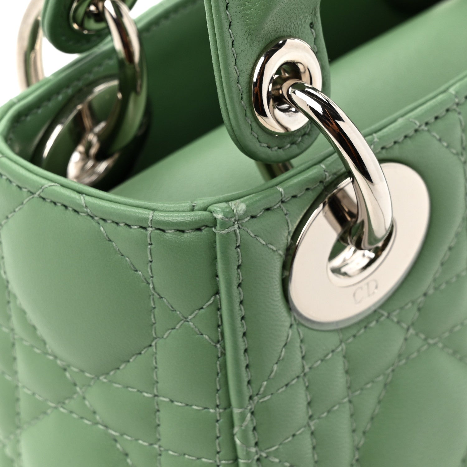 Christian Dior Lambskin Cannage Mini Lady Dior Green 11 of 12