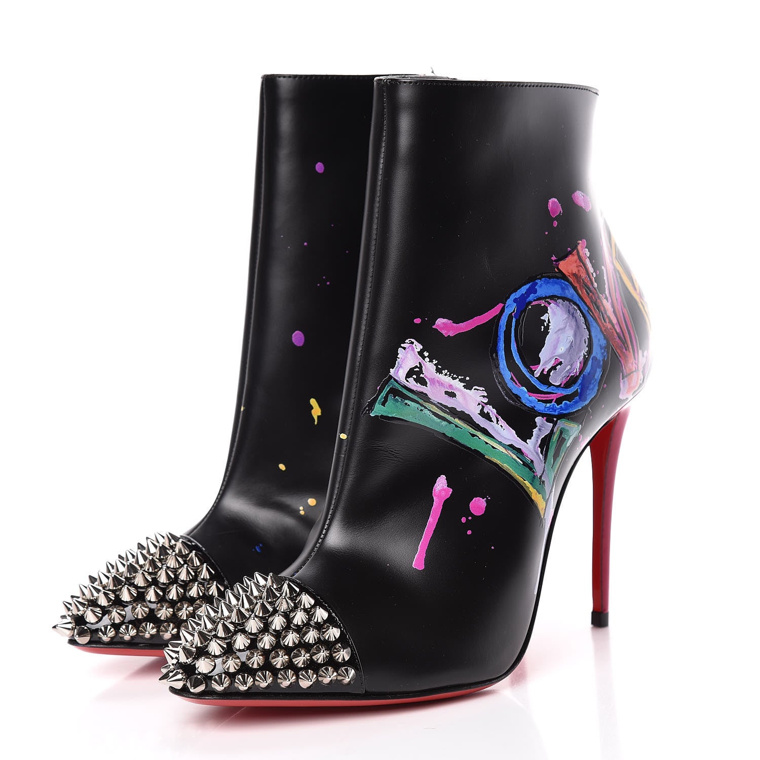 Christian Louboutin Calfskin Patent Love Is A Boot 100 Booties 36.5 Black 3 of 9