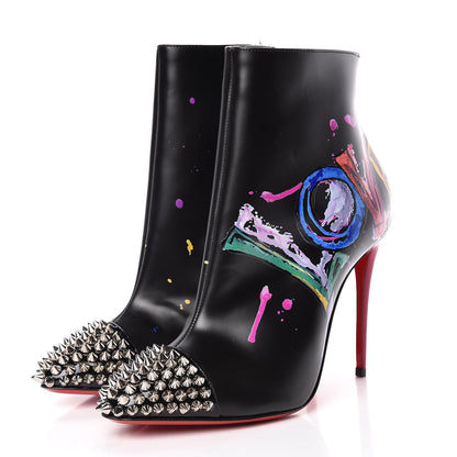 Christian Louboutin Calfskin Patent Love Is A Boot 100 Booties 36.5 Black 3 of 9