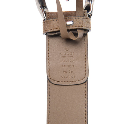 Gucci GG Supreme Monogram Suede Dionysus 40mm Belt 90 36 Beige Taupe 6 of 6