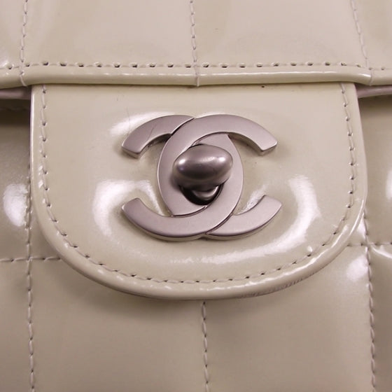 Chanel Patent Cube Classic E/W Medium Flap White 7 of 12