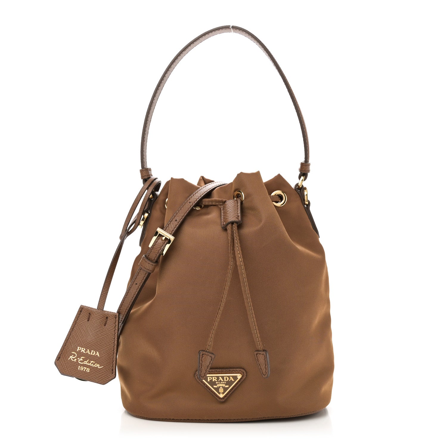 Prada Re-Nylon Saffiano Mini Re-Edition 1978 Bucket Bag Cork Beige 1 of 9