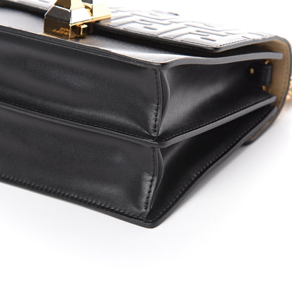 Fendi Vitello Liberty FF 1974 Embossed Small Kan I Shoulder Bag Black 7 of 8
