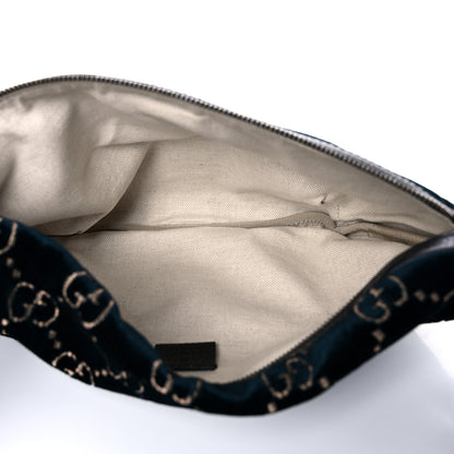 Gucci Velvet GG Monogram Web Belt Bag Blue Beige 5 of 11