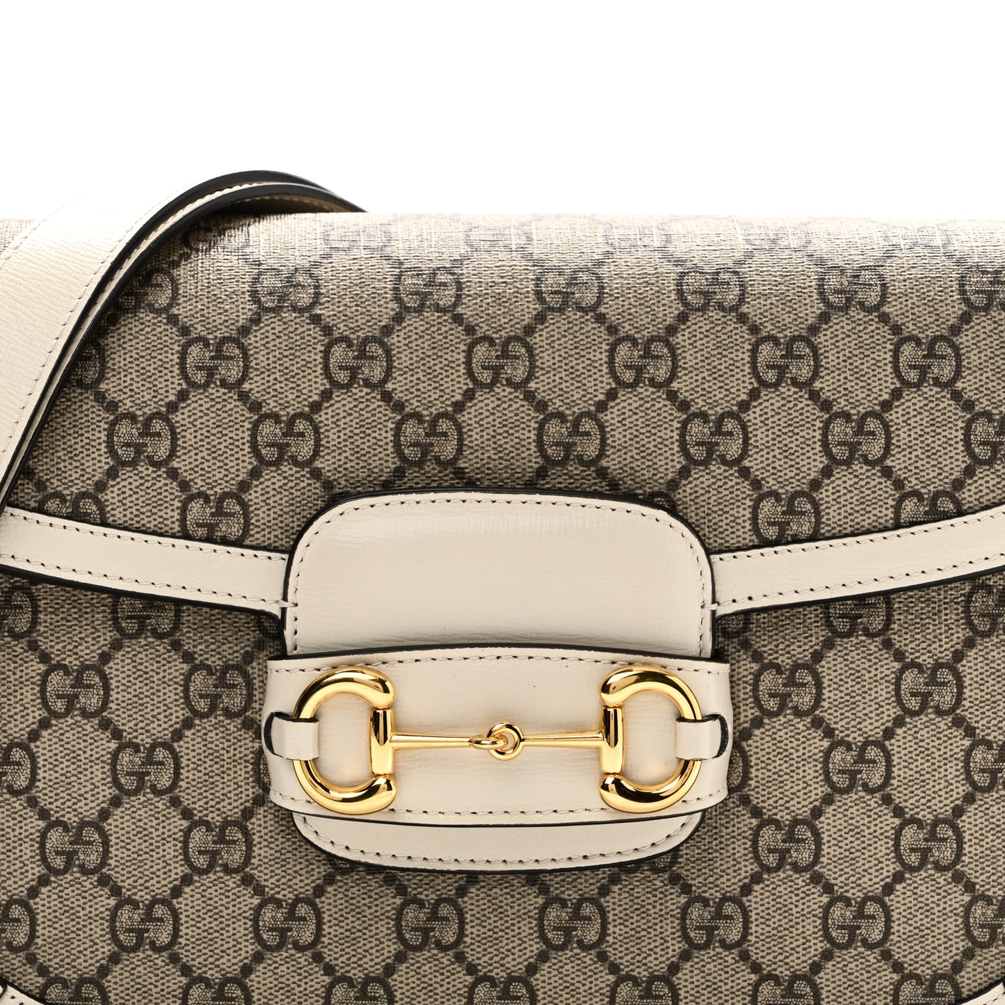 GG Supreme Monogram Horsebit 1955 Shoulder Bag Beige Mystic White