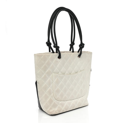 Chanel Calfskin Quilted Medium Cambon Tote White Black 2 of 20