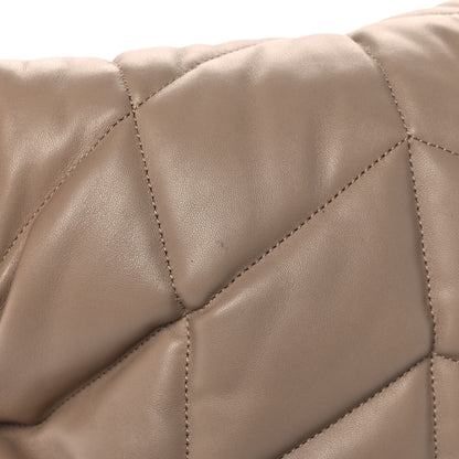 Saint Laurent Lambskin Quilted Medium Loulou Puffer Monogram Chain Satchel Dark Beige 13 of 13