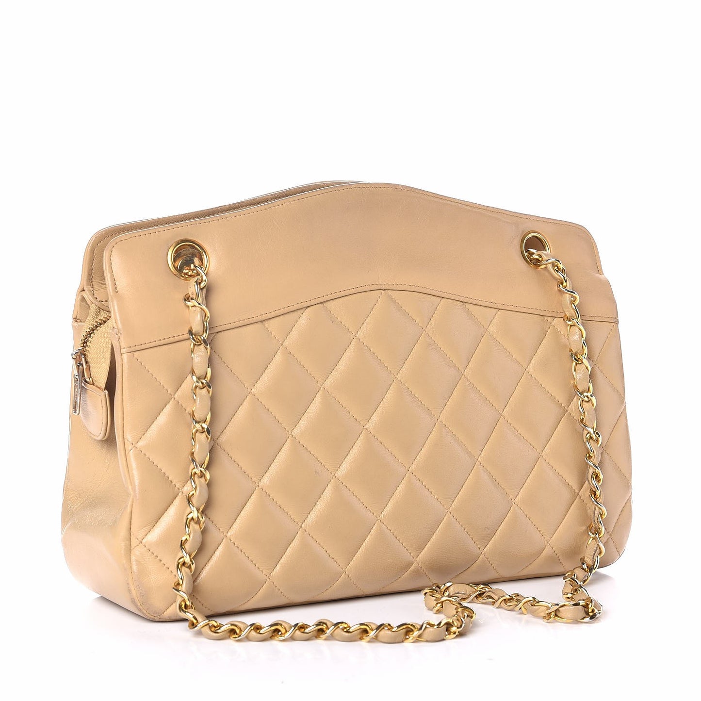 Lambskin Quilted Shoulder Bag Beige