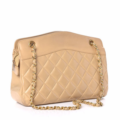 Chanel Lambskin Quilted Shoulder Bag Beige 3 of 12