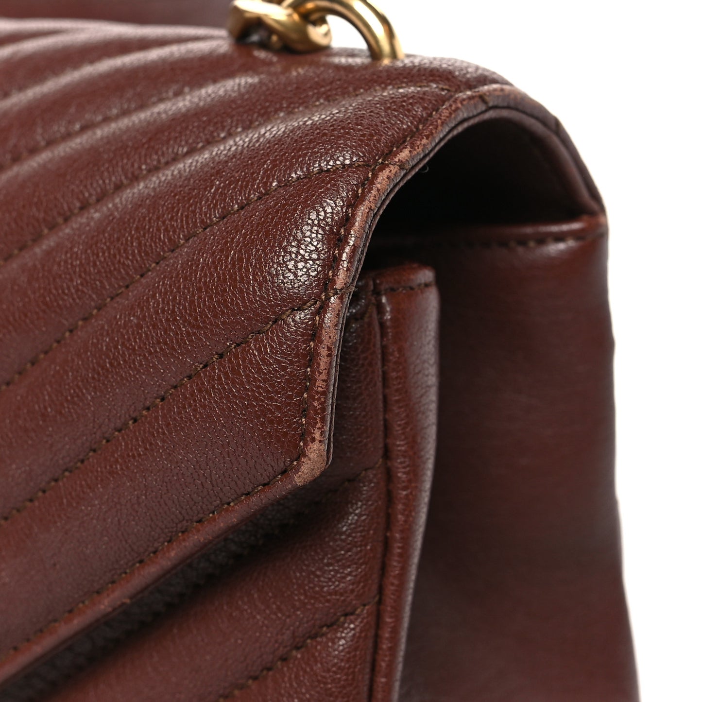 Sheepskin Matelasse Chevron Monogram Medium College Bag Old Brandy