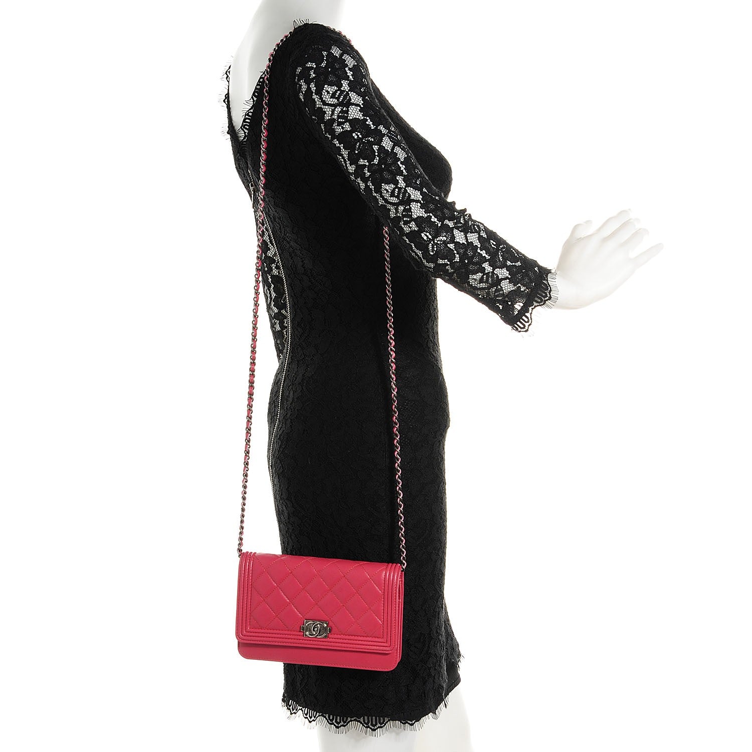 Chanel Lambskin Boy Wallet on Chain WOC Pink 2 of 8
