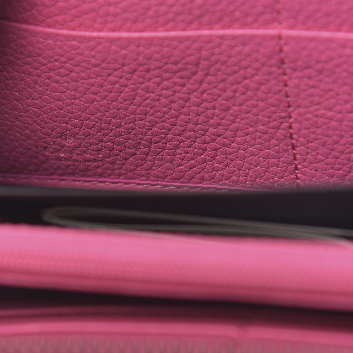 Gucci Grained Calfskin Logo Zip Around Wallet Box Pink Green 6 of 7