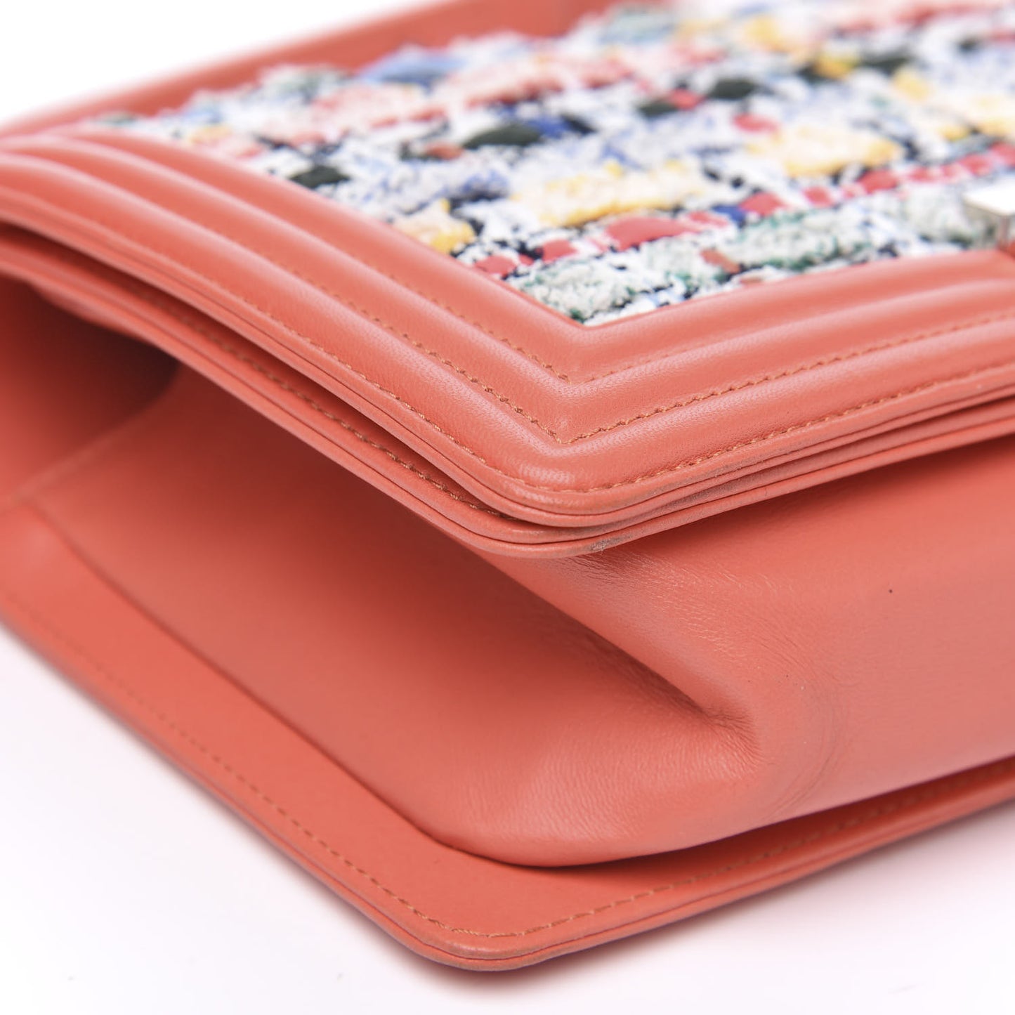 Lambskin Tweed Medium Boy Flap Coral