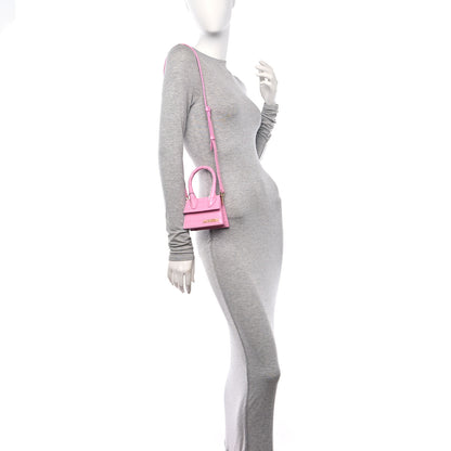Jacquemus Calfskin Crocodile Embossed Le Chiquito Pink 2 of 9