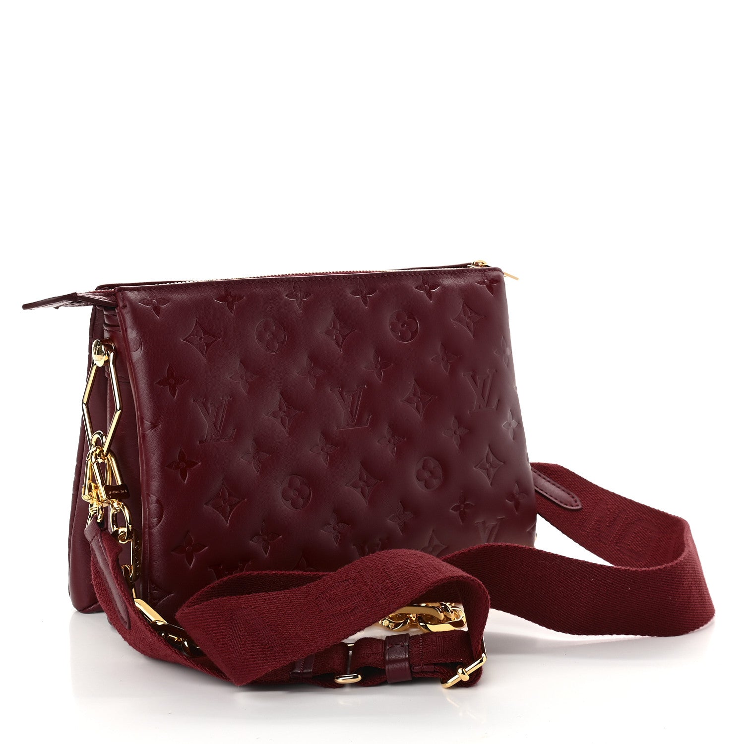 Louis Vuitton Lambskin Embossed Monogram Coussin PM Wine 3 of 8