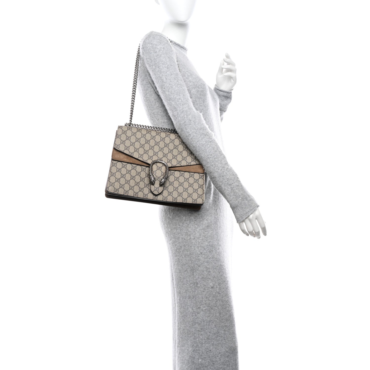 Gucci GG Supreme Monogram Medium Dionysus Shoulder Bag Taupe 2 of 11