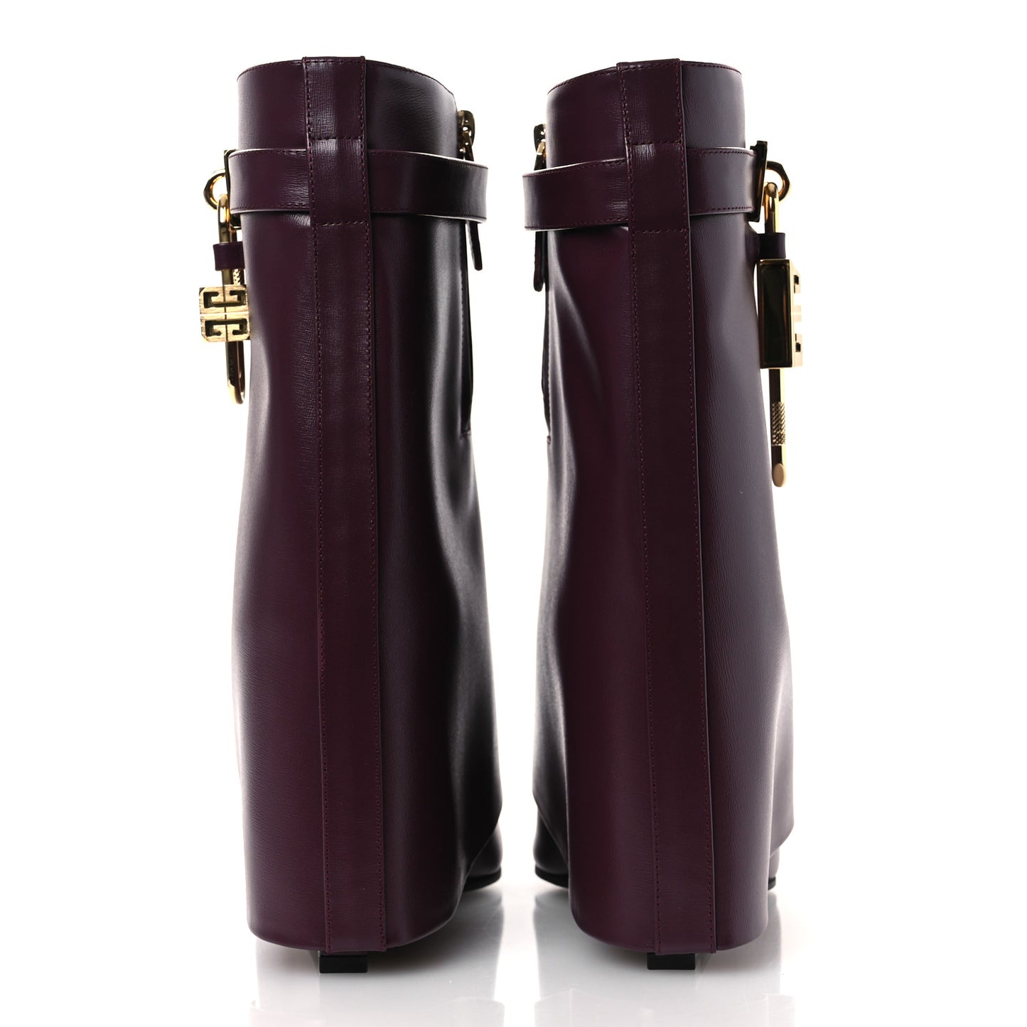 Calfskin Shark Lock Ankle Boots 40 Oxblood Red