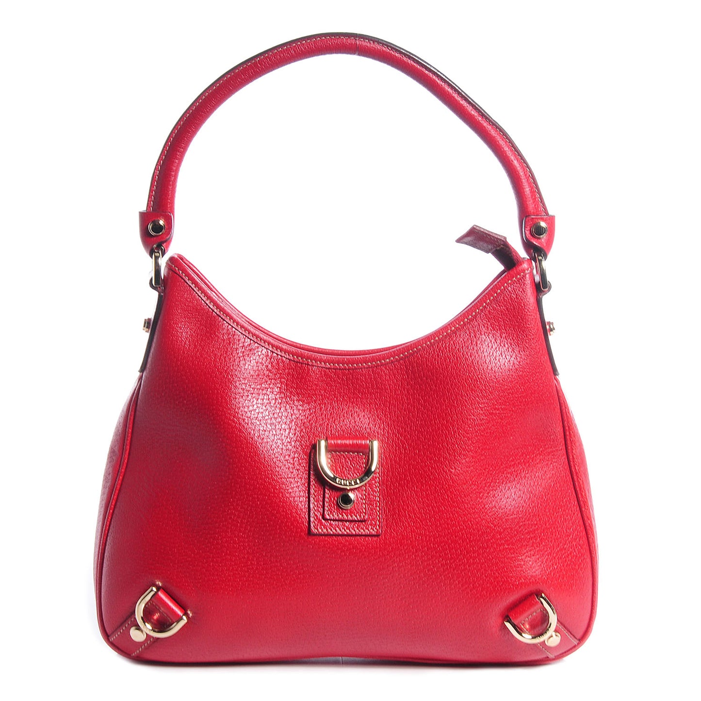 Leather Abbey D Ring Hobo Red