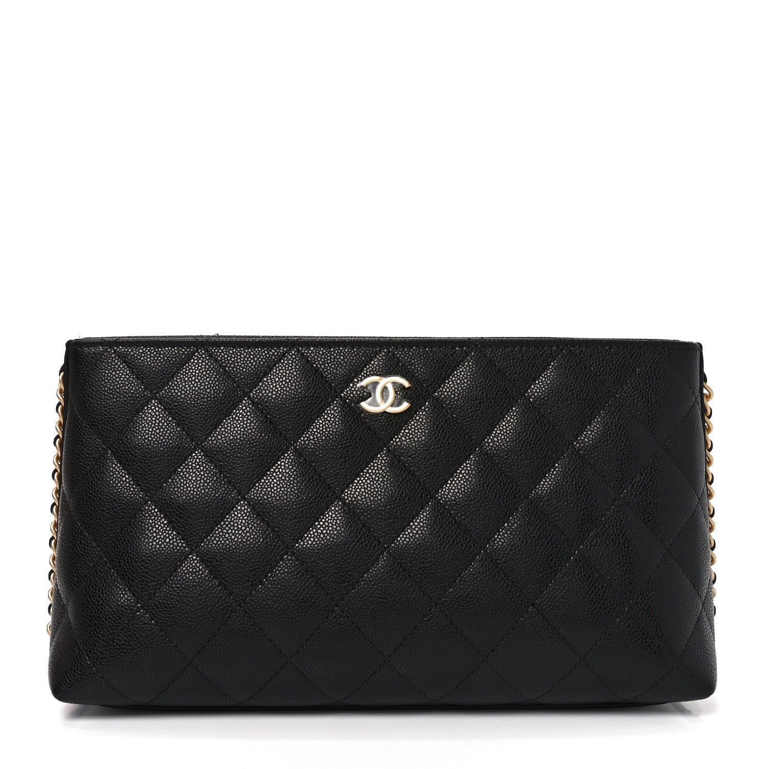 Chanel Shiny Caviar Quilted Chain Pouch Black 1 of 10