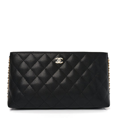 Chanel Shiny Caviar Quilted Chain Pouch Black 1 of 10