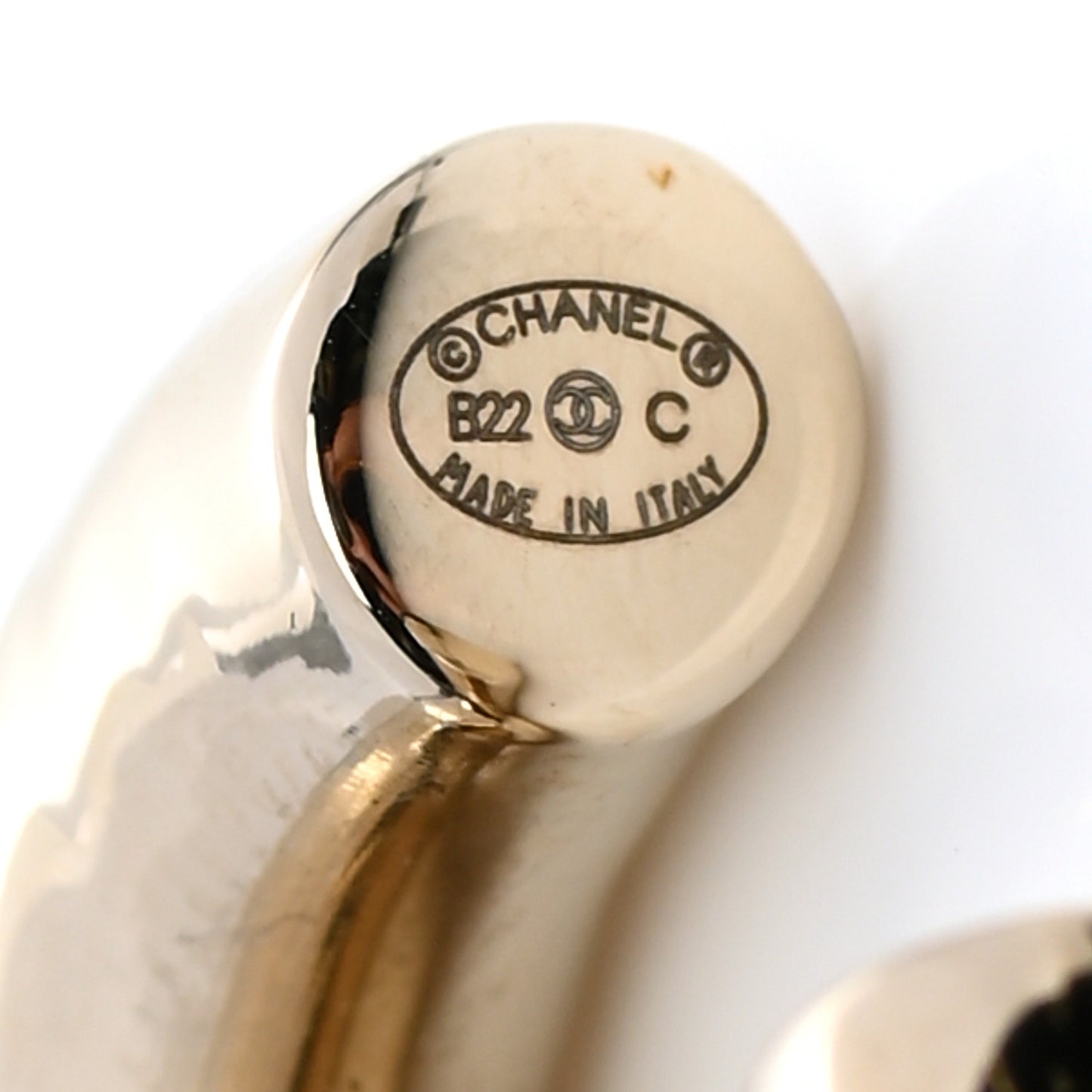 Metal Large CC Earrings Light Gold