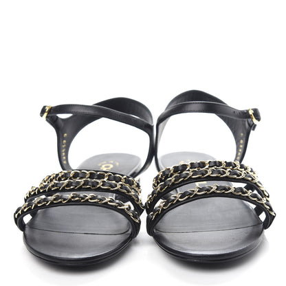 Chanel Lambskin CC Chain Sandals 37.5 Black 5 of 11