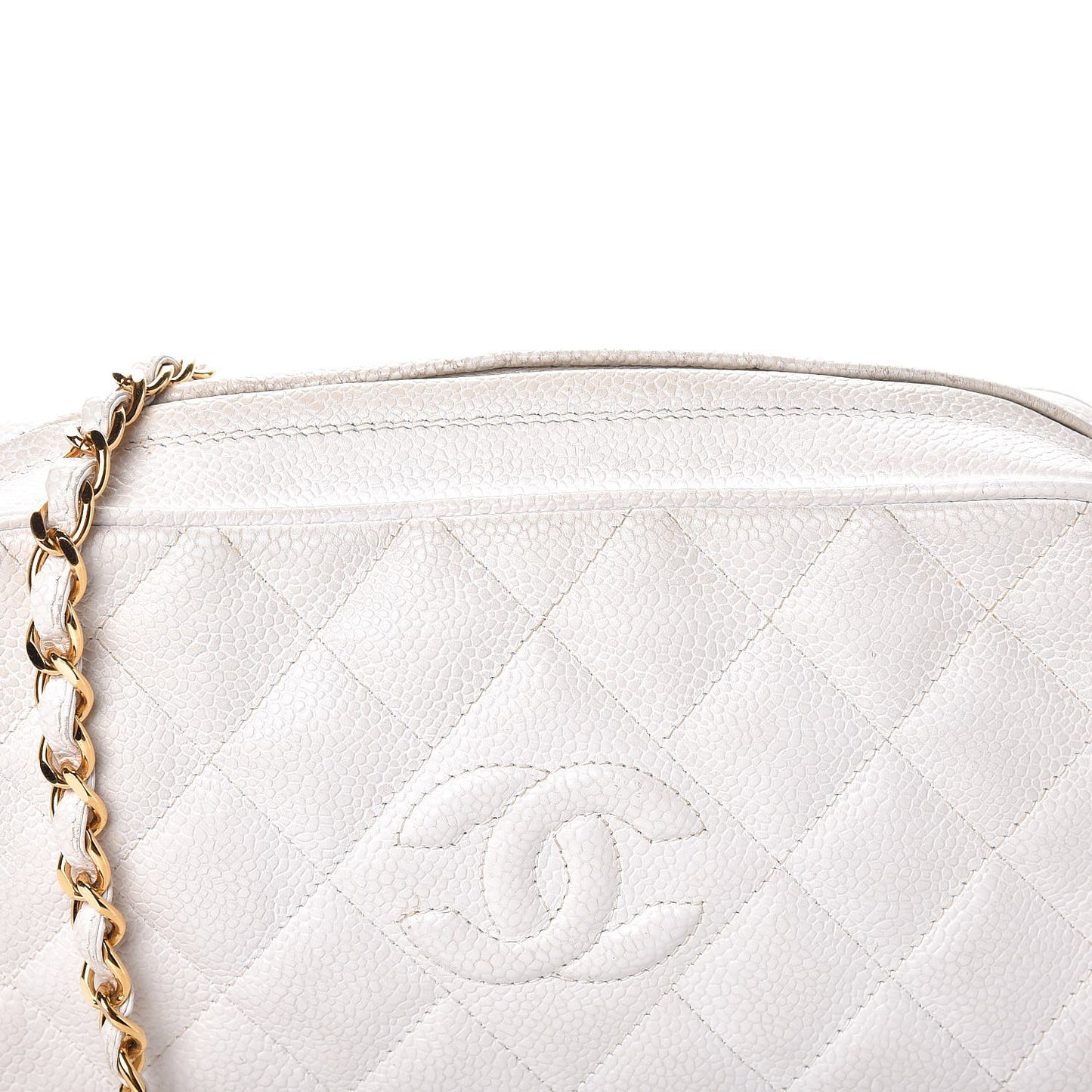 Caviar Quilted Camera Case White