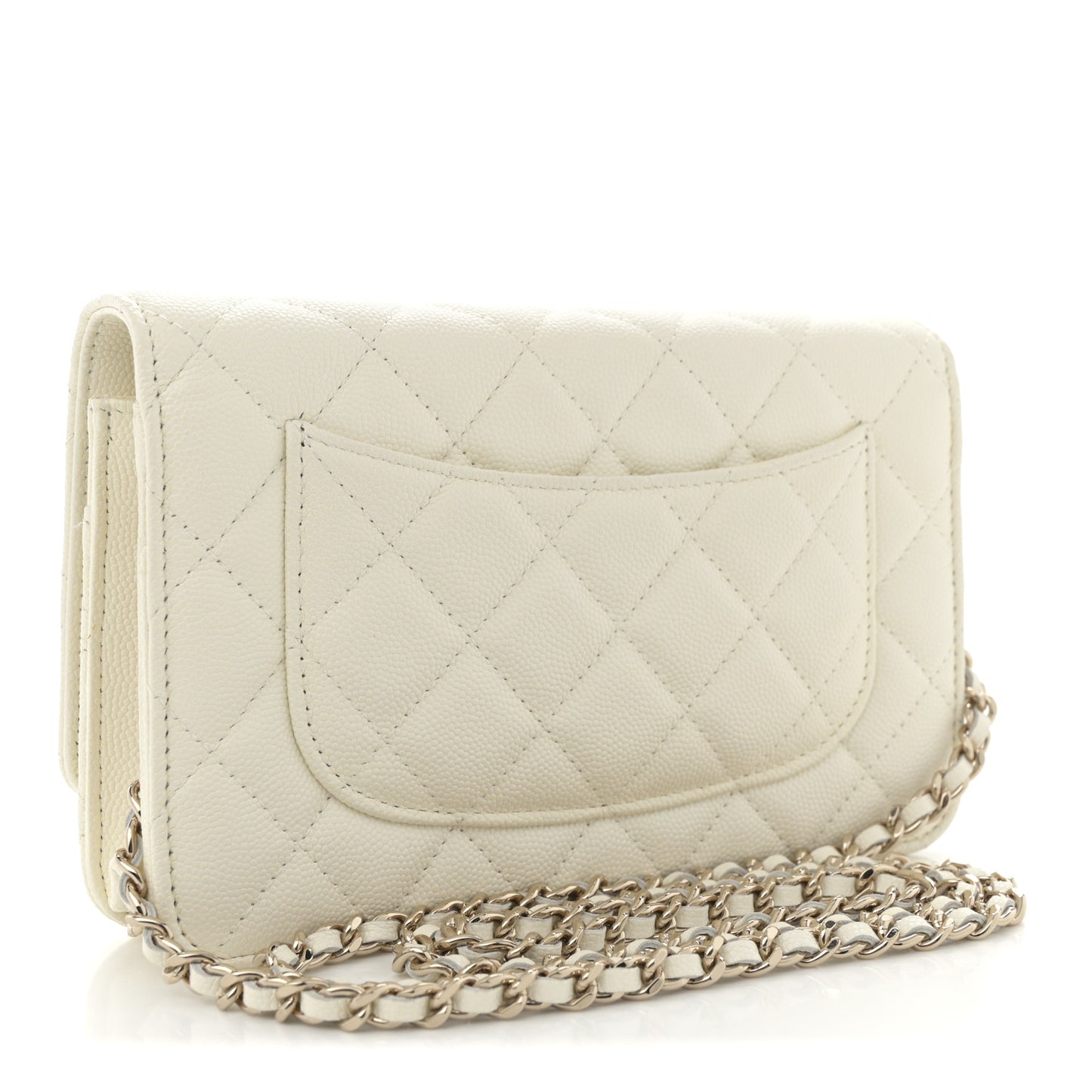 Caviar Quilted Wallet On Chain WOC White