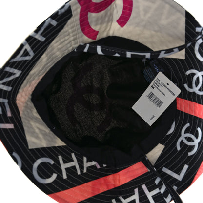 Chanel Cotton Logo Cloche Hat M Ecru Black Pink 5 of 6