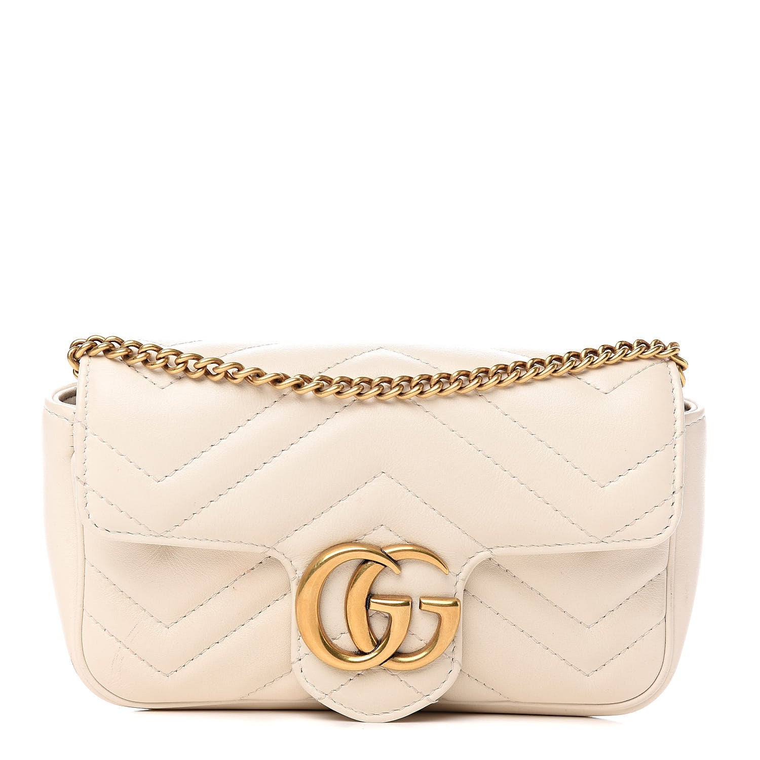 Gucci Calfskin Matelasse Super Mini GG Marmont Shoulder Bag White 1 of 10